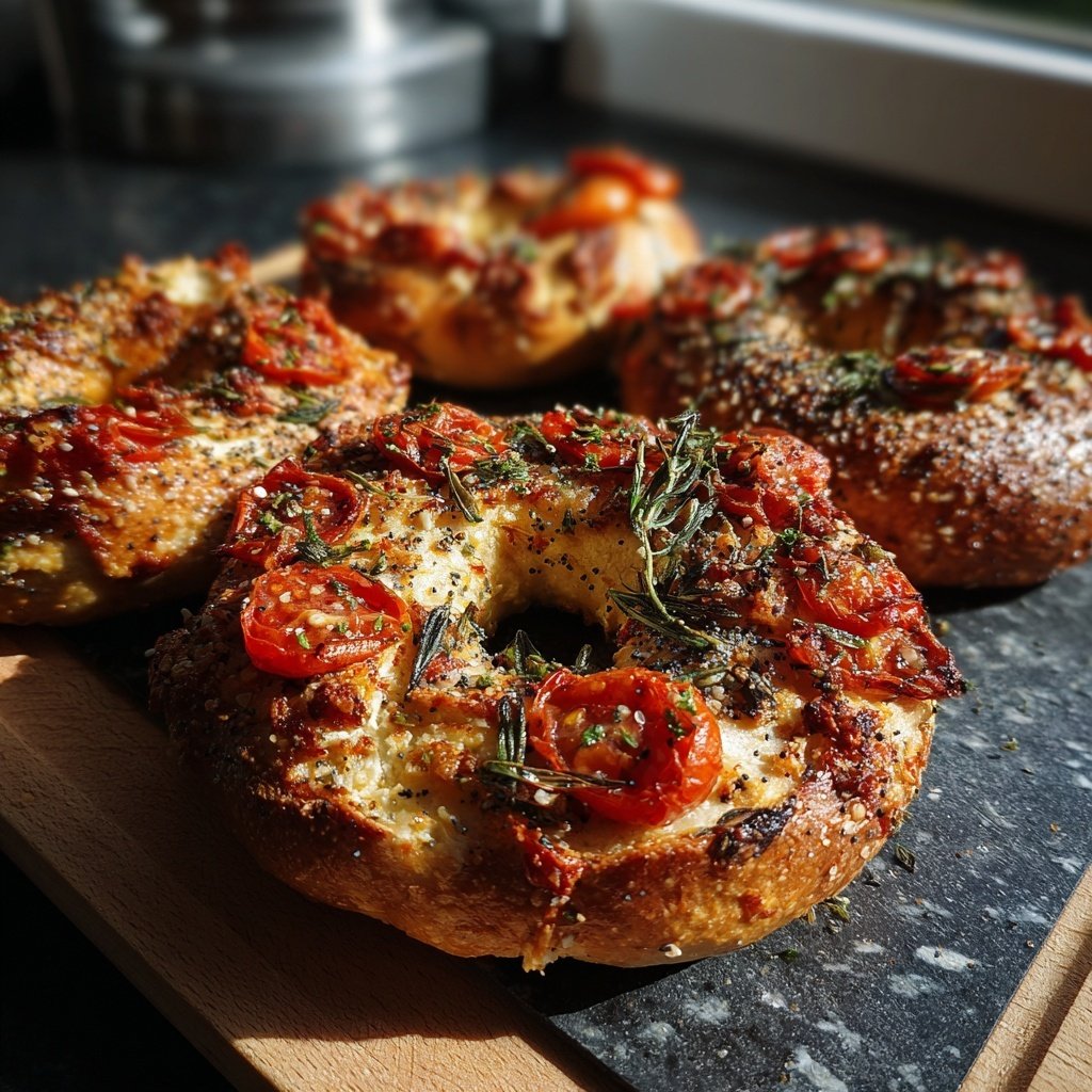 Bagels protéinés tomate et herbes