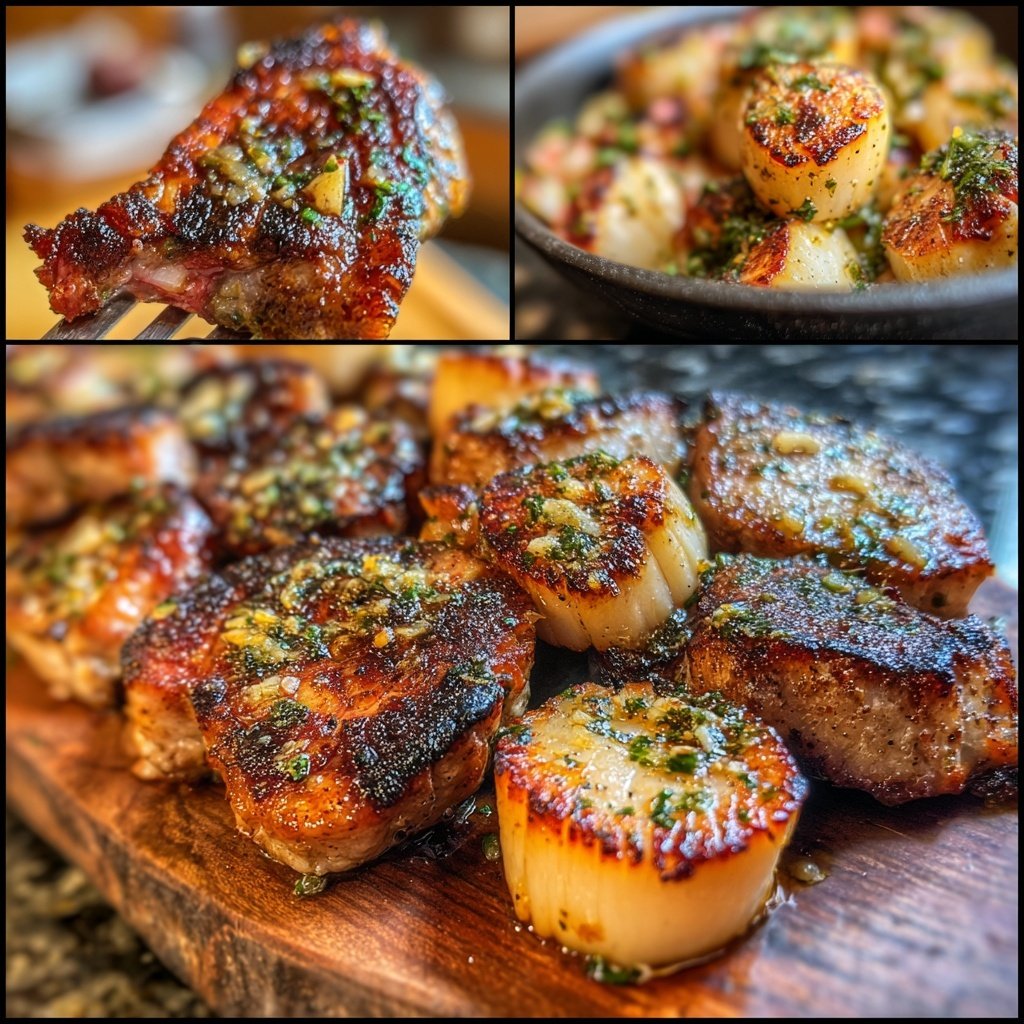 Plat de Porc et Coquilles Saint-Jacques Grillé