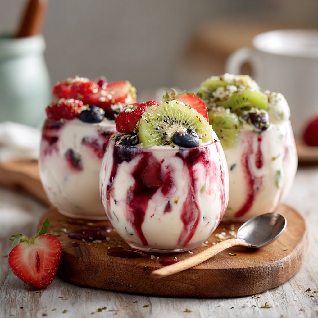 Gourmandises de yaourt glacé aux fruits