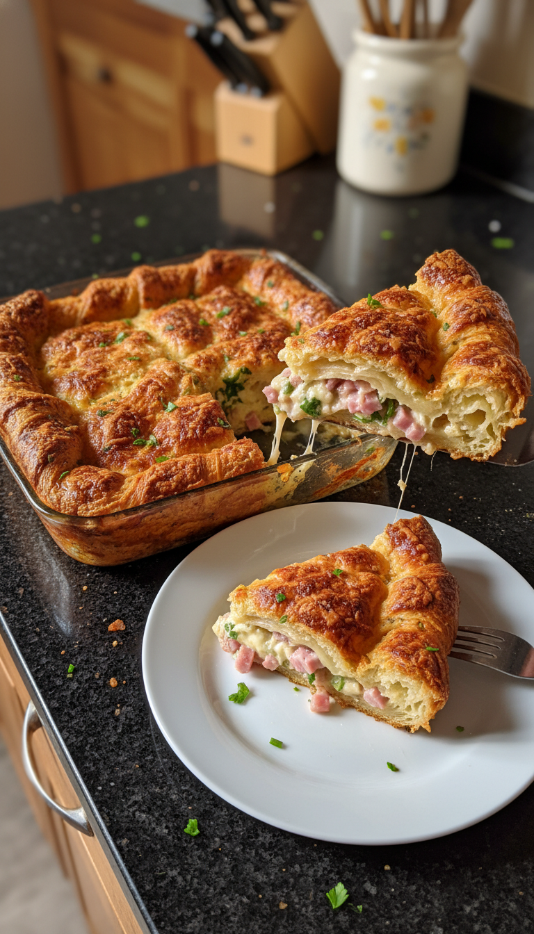 Gratin de croissants salé pour le petit déjeuner