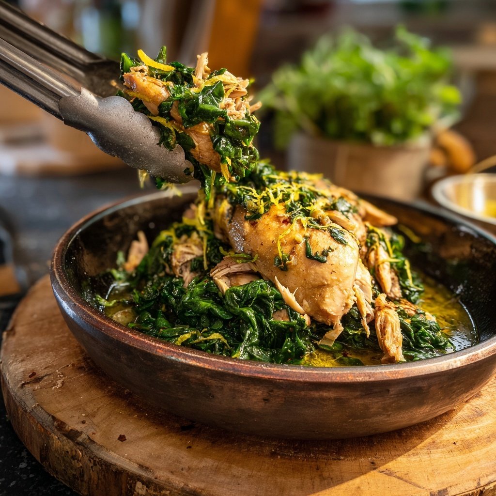 Poulet citron hiver pois chiches épinards