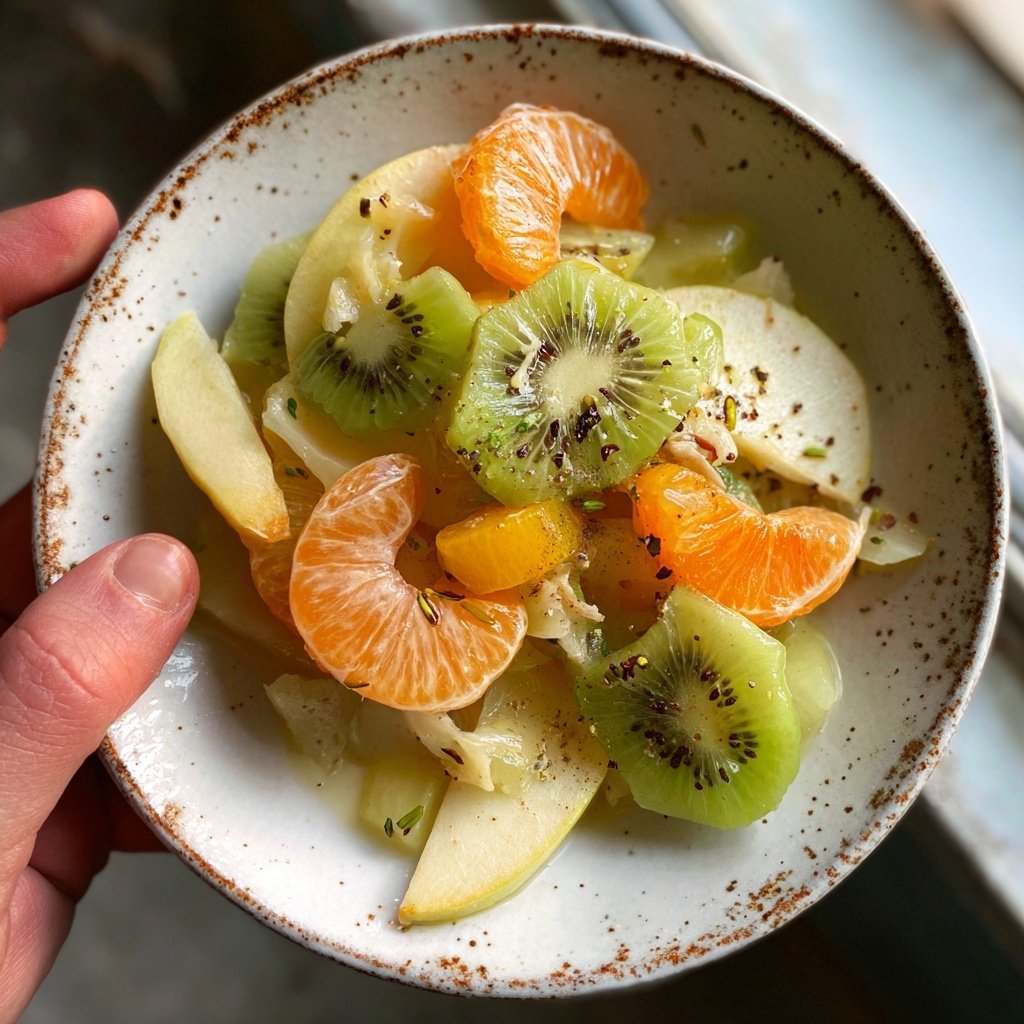 Salade légère kiwi pomme mandarine