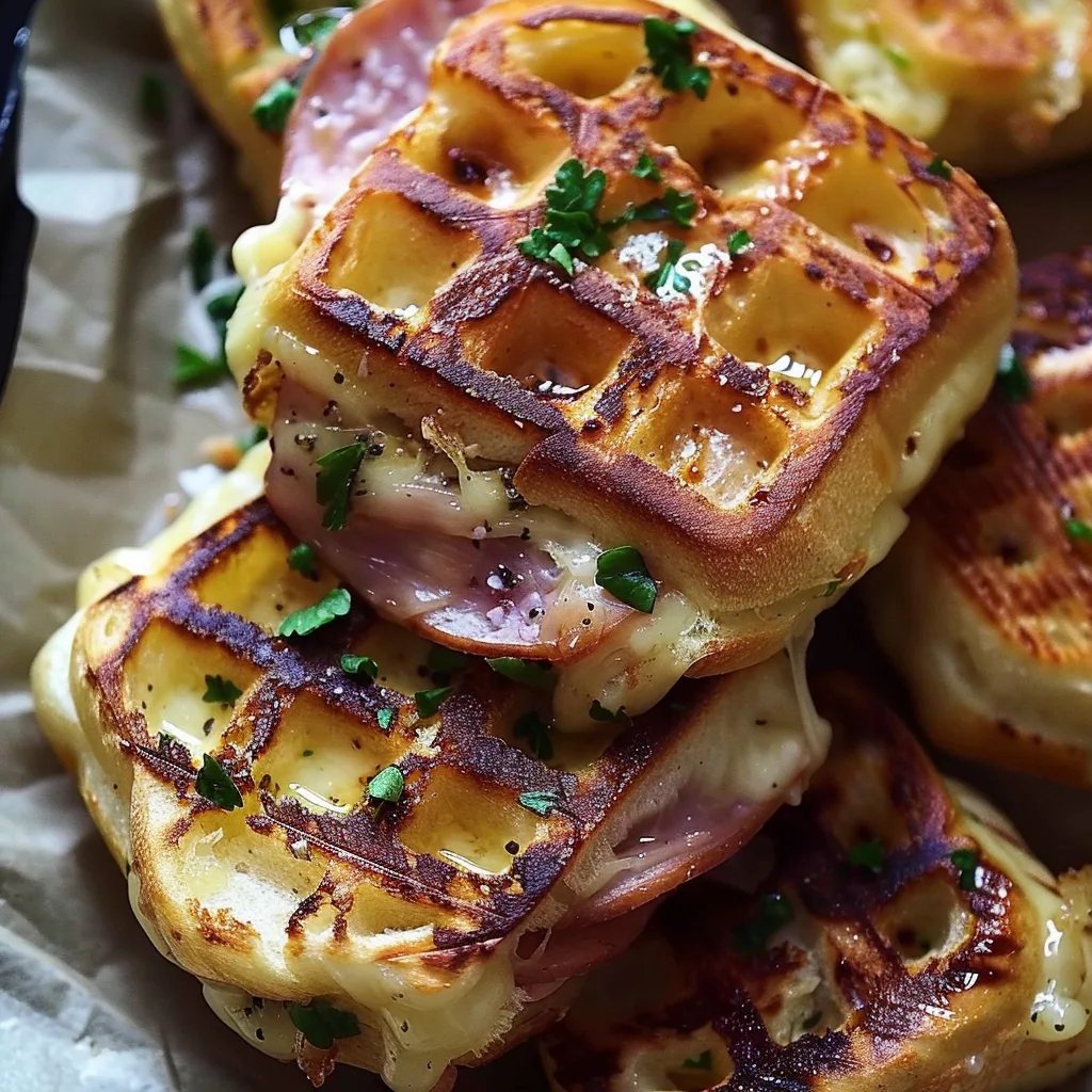 Gaufres Salées Croustillantes au Jambon et Fromage