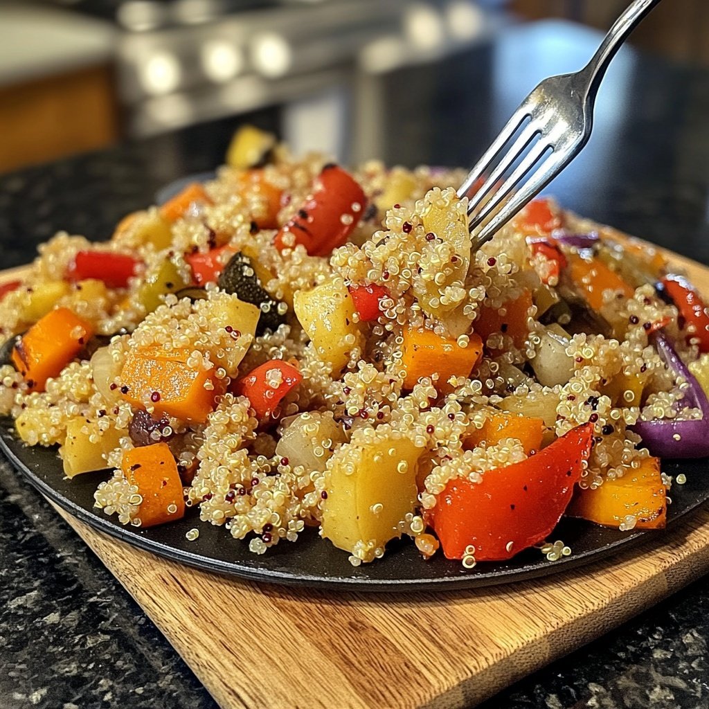 Bol sain de quinoa aux légumes rôtis