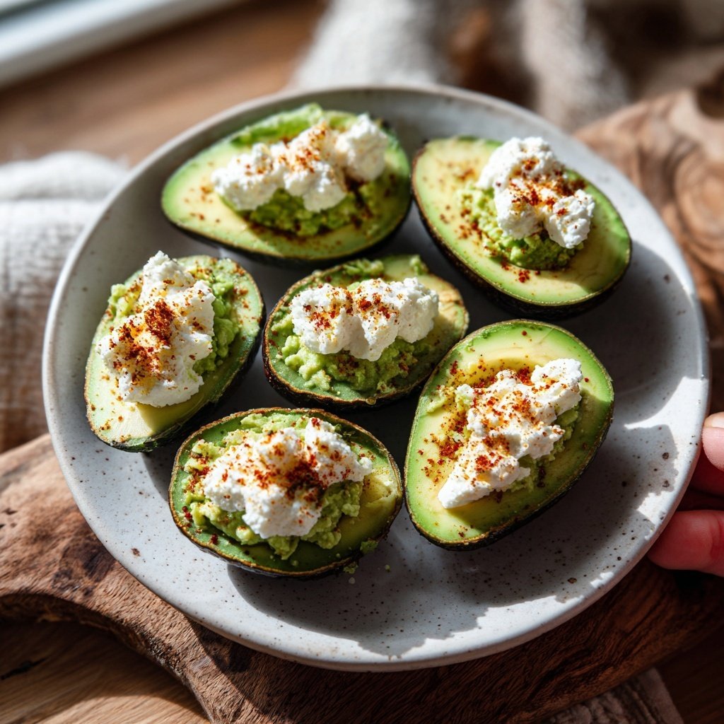 Bouchée d’avocat farcie au cottage cheese