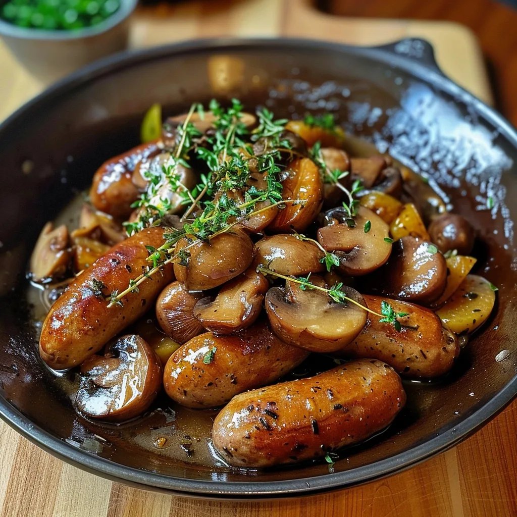 Saucisses, Champignons et Pommes de Terre au Four