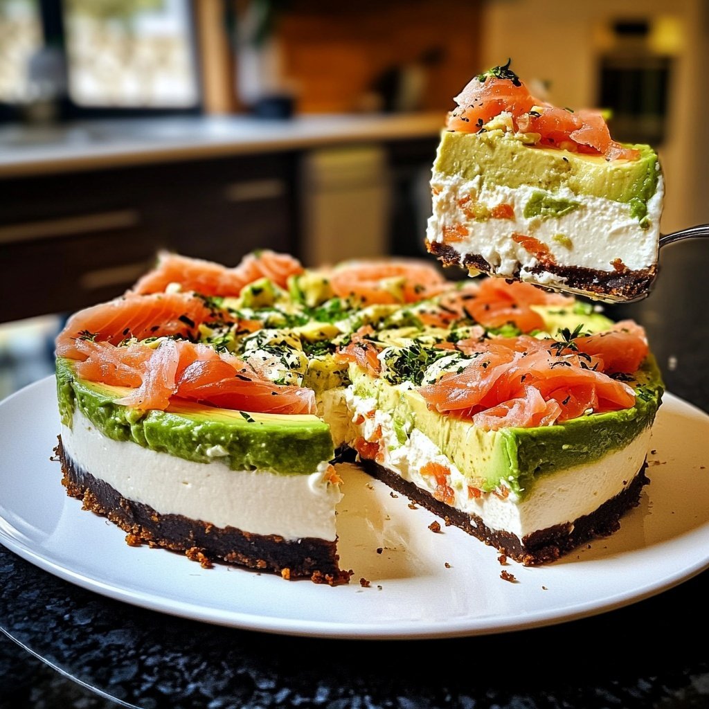 Cheesecake salé à l’avocat et au saumon