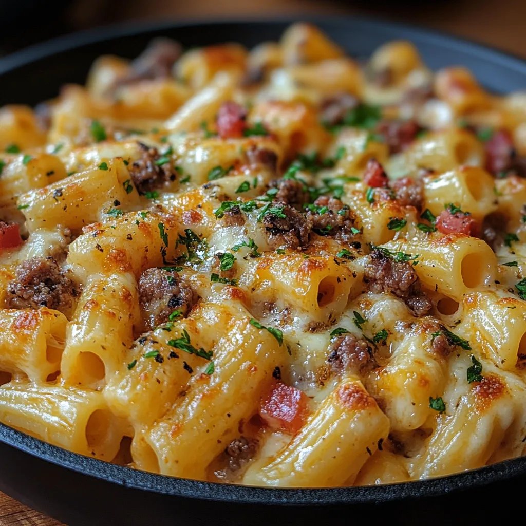 Pâtes Alfredo façon cheeseburger gourmand : Une Recette Incroyable Ultime