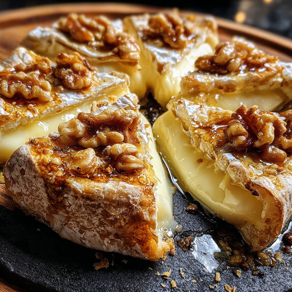 Brie rôti miel noix